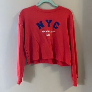 Red crop top sweatshirt